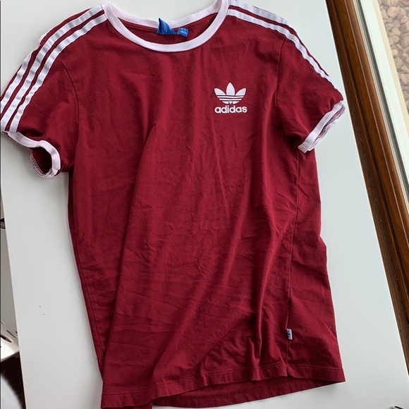 burgundy adidas california t shirt